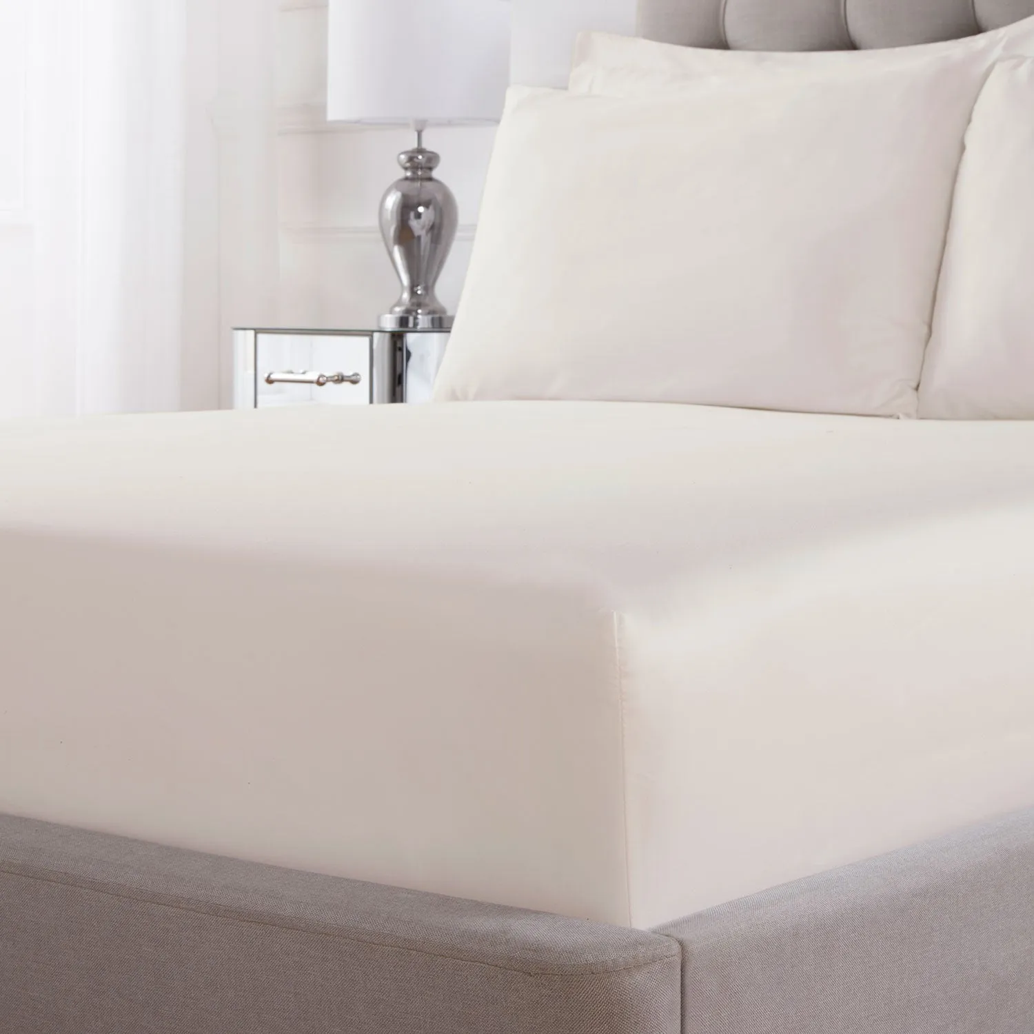 100% Cotton 400TC Ivory Deep Fitted Sheet