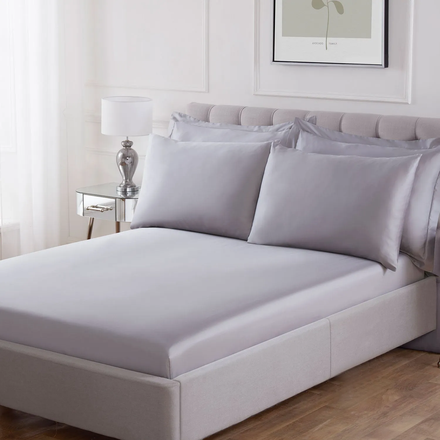 100% Cotton 400TC Silver Housewife Pillowcase Pair