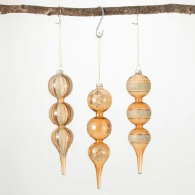 10"H Sullivans Large Finial Ornament - Set of 3, Gold Christmas Ornaments