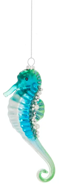 7.5" Glass Royal Seahorse Ornament (sold individually)