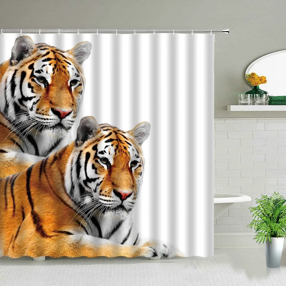 African Leopard Lion Tiger Shower Curtain