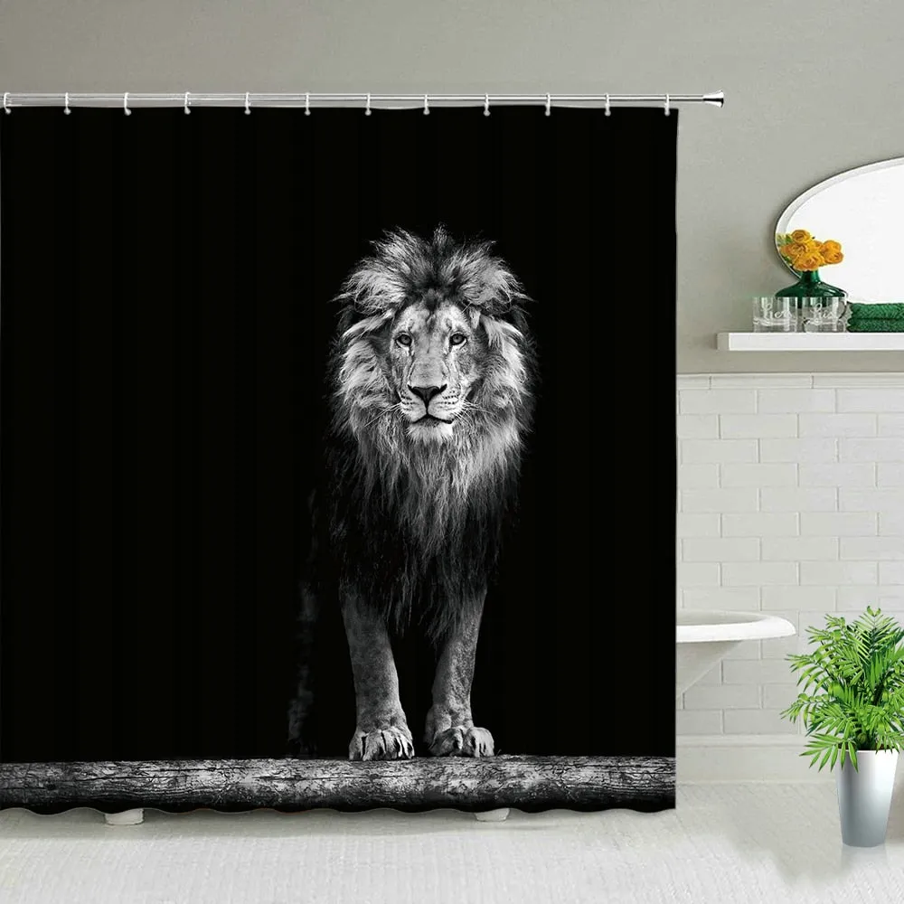 African Leopard Lion Tiger Shower Curtain