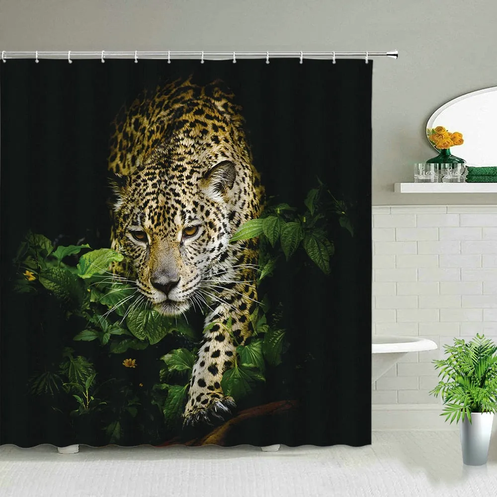 African Leopard Lion Tiger Shower Curtain