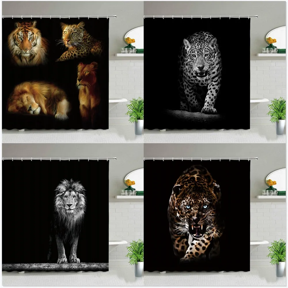 African Leopard Lion Tiger Shower Curtain