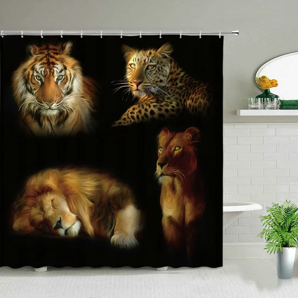 African Leopard Lion Tiger Shower Curtain