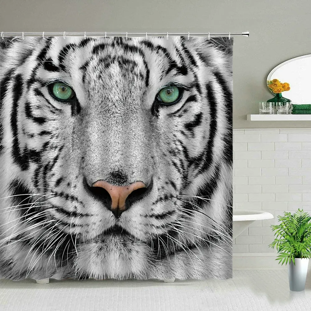 African Leopard Lion Tiger Shower Curtain