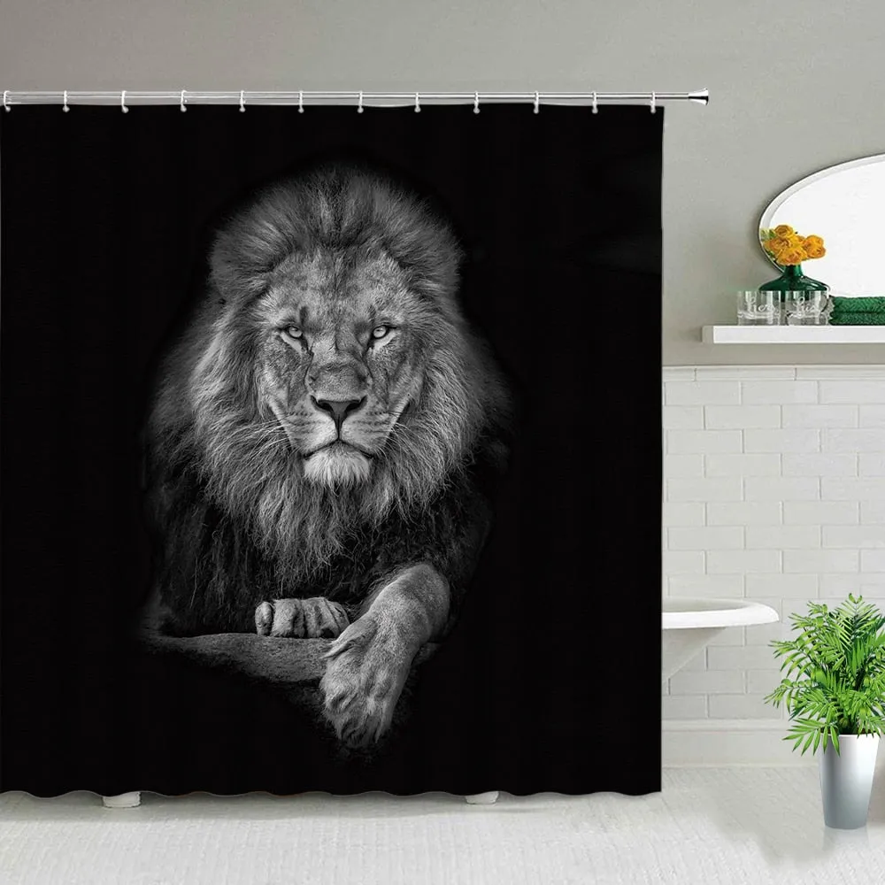 African Leopard Lion Tiger Shower Curtain