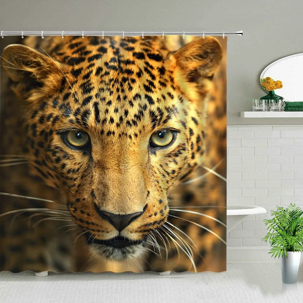African Leopard Lion Tiger Shower Curtain