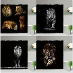African Leopard Lion Tiger Shower Curtain