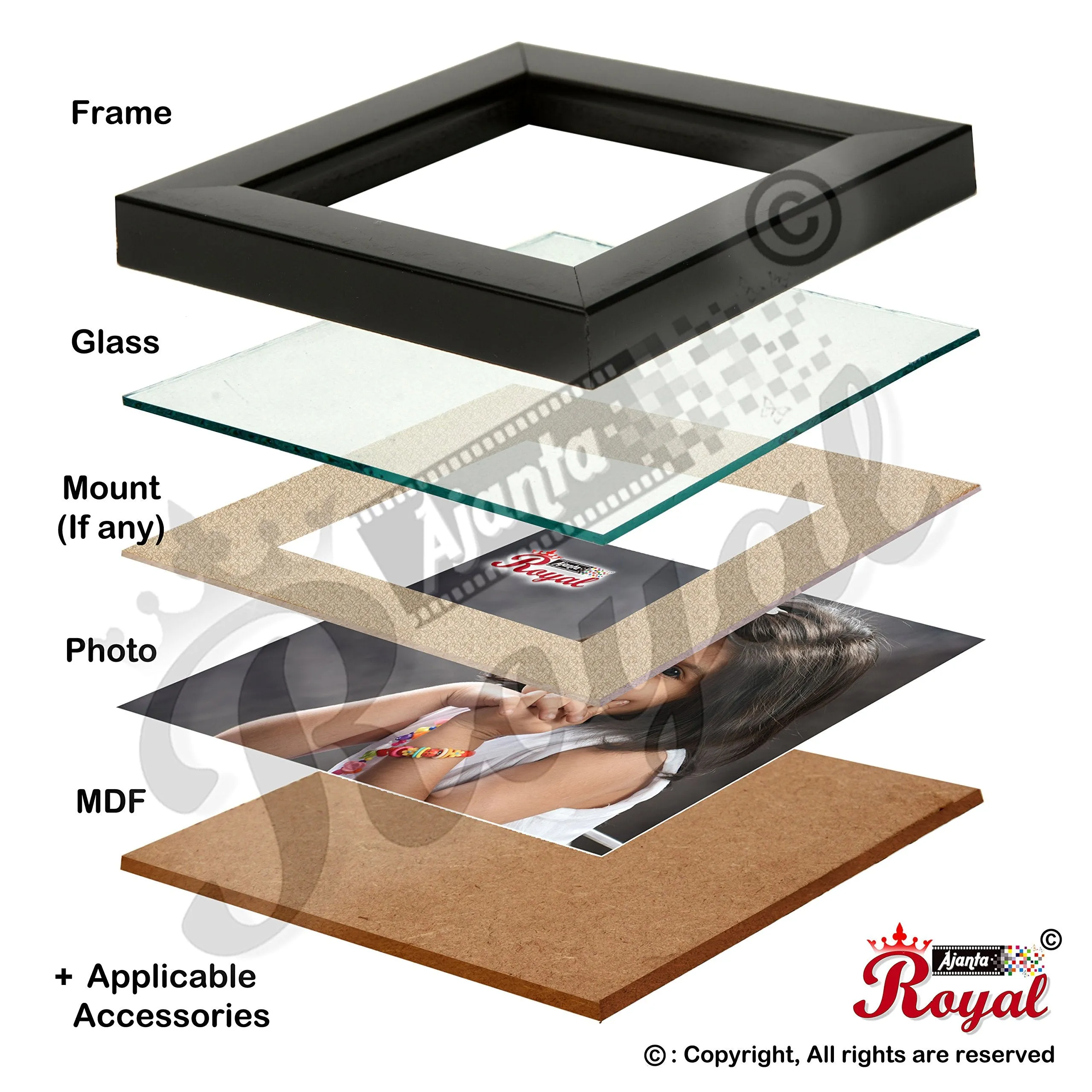 AJANTA ROYAL Classic set of 6 Individual Photo Frames (6-8x10 Inch) : A-61C (White)