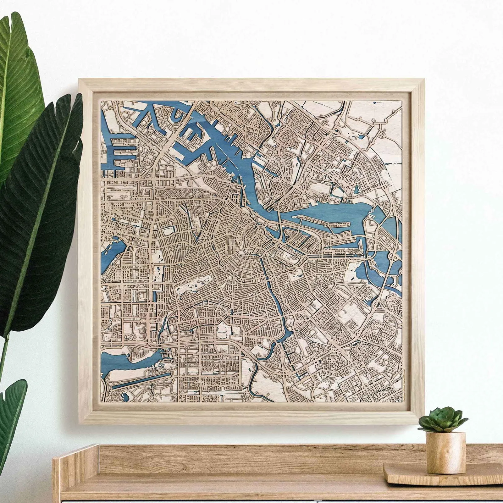 Amsterdam Wooden Map