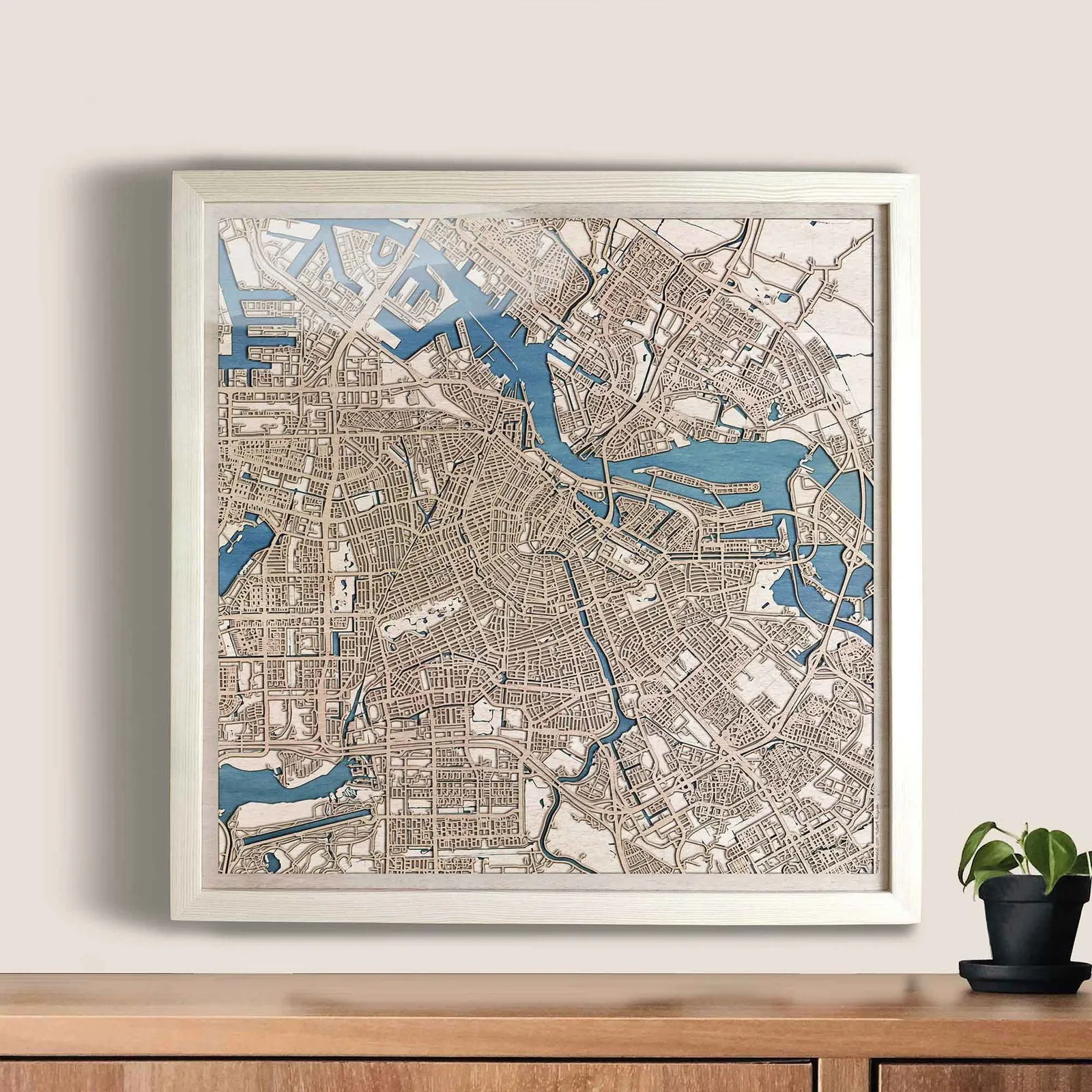 Amsterdam Wooden Map