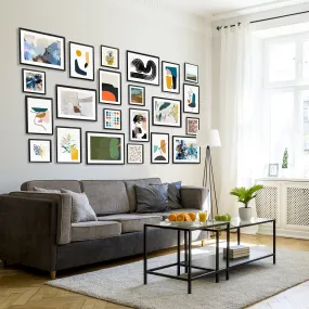 Black Wooden Frame Gallery Wall, Set Of Twenty Two