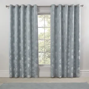 Blossom Duck Egg Lined Eyelet Jacquard Curtains
