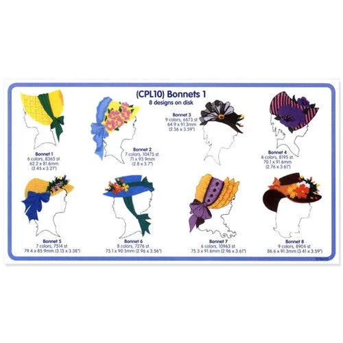 Bonnets 1 Embroidery CD by Cactus Punch