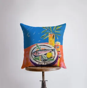 Bright Sardine | Gouache Painting | Seafood | Food Pillow | Abstract Still Life | Throw Pillow | Home Decor | Gift for Her | Pillow Cover
