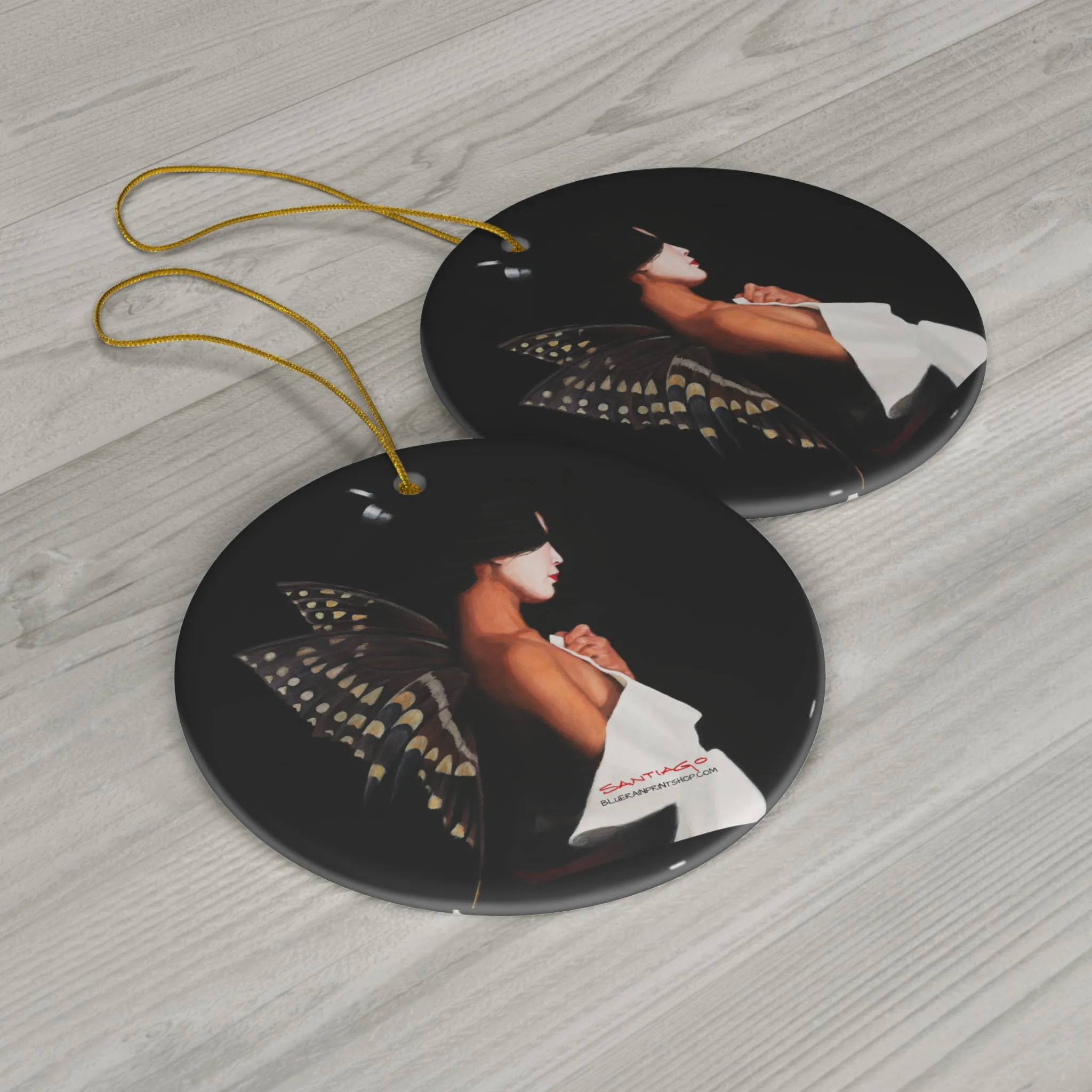 Butterfly Woman Ceramic Ornament