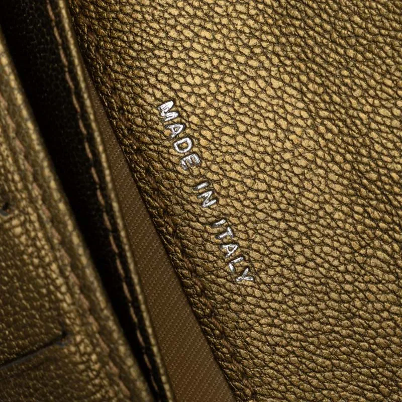 Chanel Cocomark Three Folded Wallet Long Wallet Metal Curry Leather  CHANEL