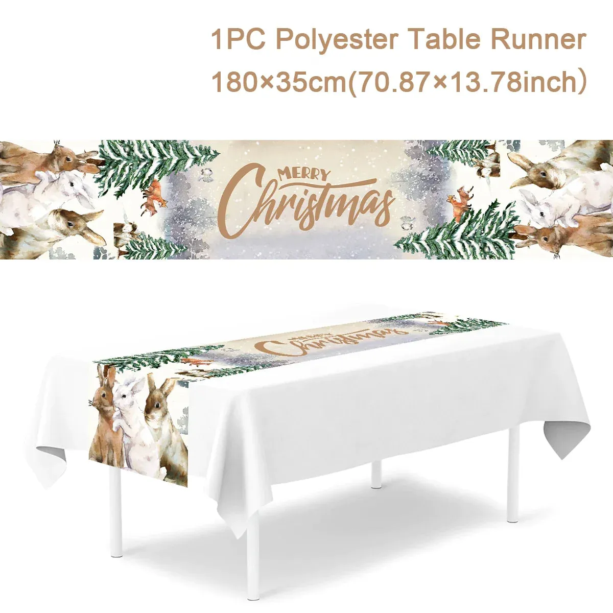 Christmas Polyester Table Runner Merry Christmas Decoration For Home 2023 Xmas Gifts Navidad Noel New Year 2024 Natal Tablecloth