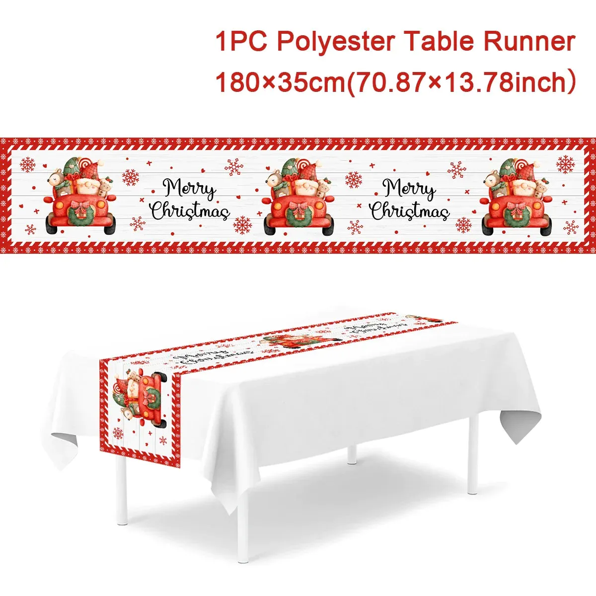 Christmas Polyester Table Runner Merry Christmas Decoration For Home 2023 Xmas Gifts Navidad Noel New Year 2024 Natal Tablecloth