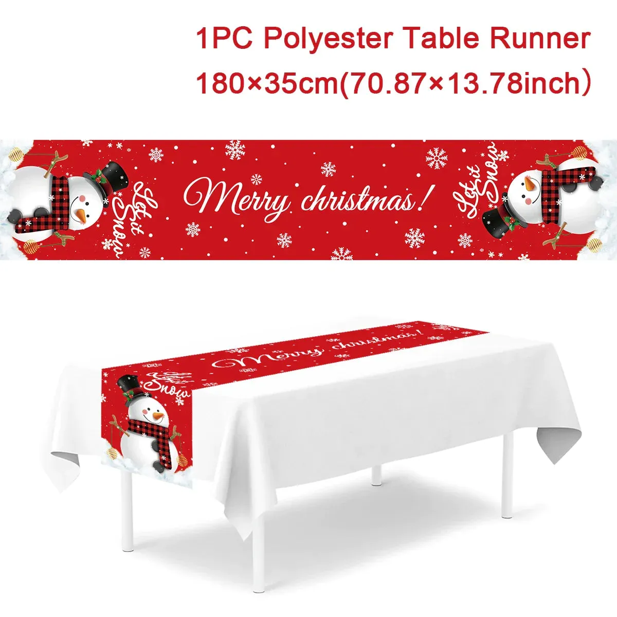 Christmas Polyester Table Runner Merry Christmas Decoration For Home 2023 Xmas Gifts Navidad Noel New Year 2024 Natal Tablecloth