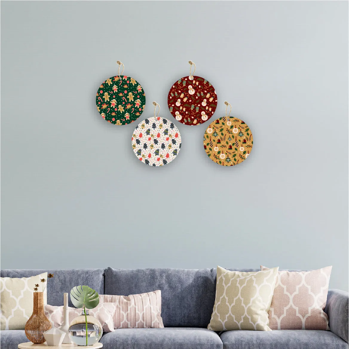 Christmas Theme Printed Wooden Wall Hanging Home Decorations House Living Room
