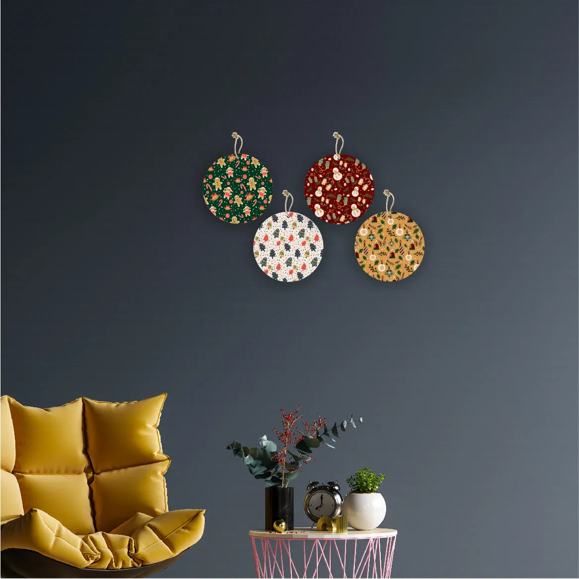 Christmas Theme Printed Wooden Wall Hanging Home Decorations House Living Room