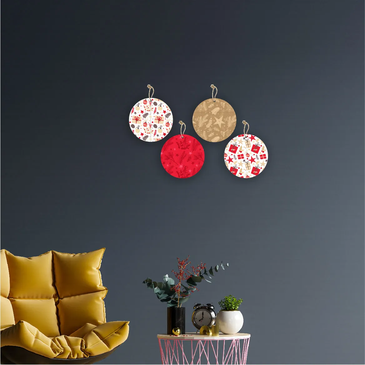 Christmas Theme Printed Wooden Wall Hanging Home Decorations House Living Room
