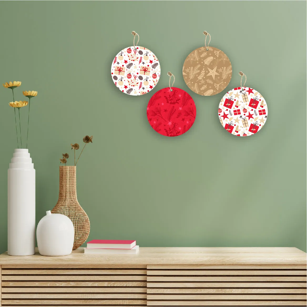 Christmas Theme Printed Wooden Wall Hanging Home Decorations House Living Room