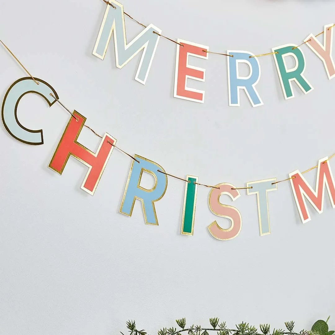 Colourful Merry Christmas Banner
