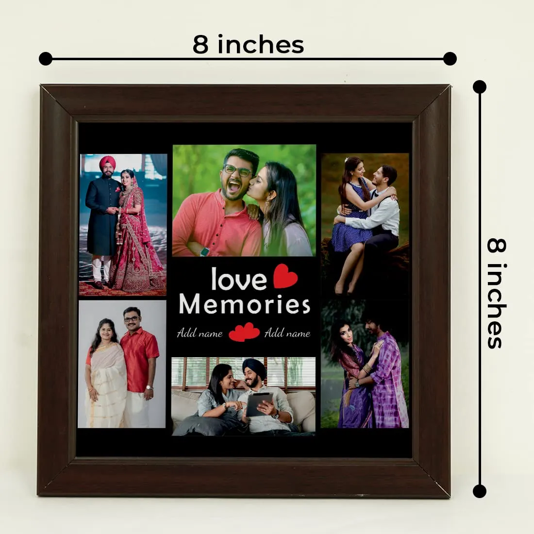 Crazyify Love Memories Valentine Customized Photo Frame | Best Gift For Girlfriend/Boyfriend| Best Gift for Valentine/Wedding/ Marriage | Personalized Photo frame (8x8 Inches)