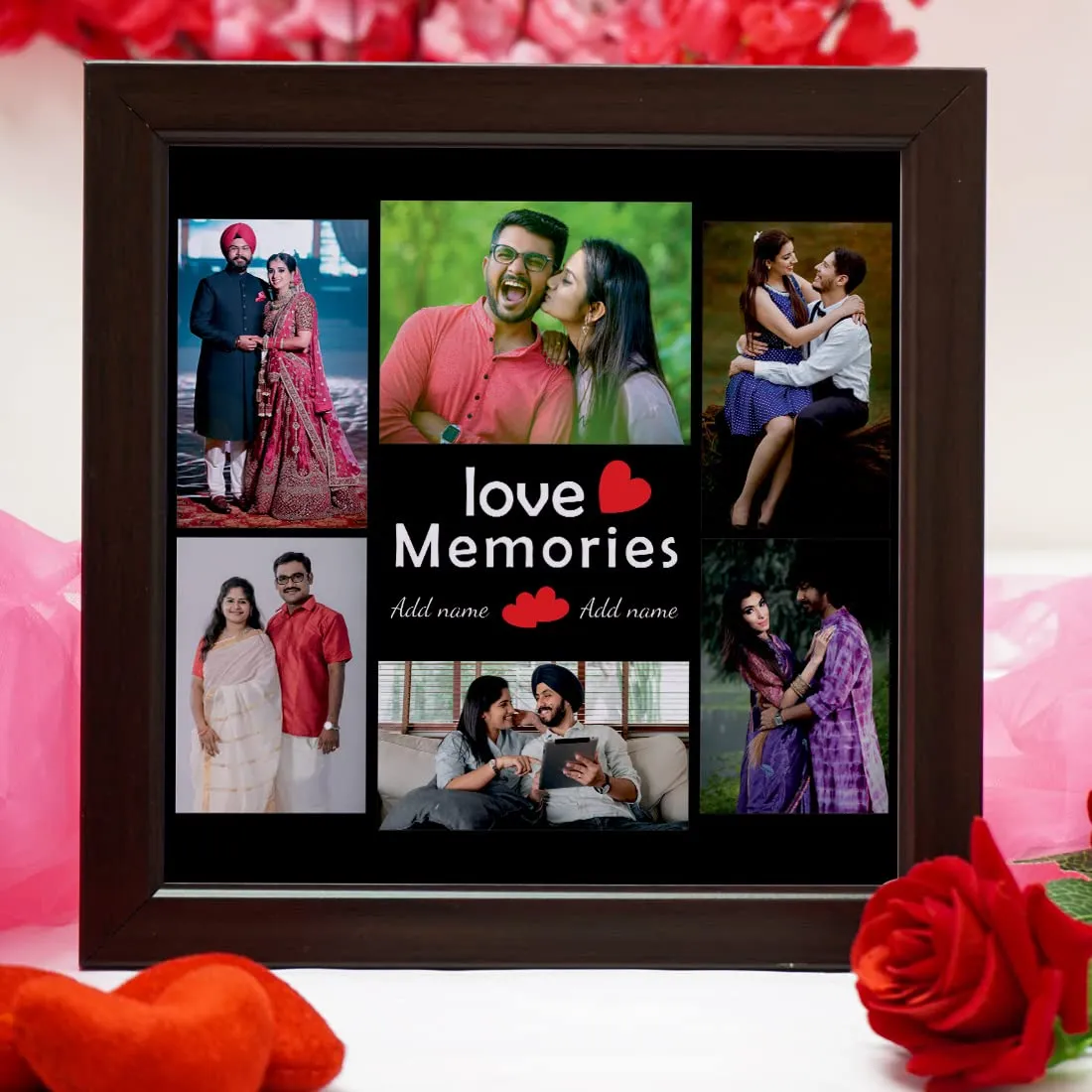 Crazyify Love Memories Valentine Customized Photo Frame | Best Gift For Girlfriend/Boyfriend| Best Gift for Valentine/Wedding/ Marriage | Personalized Photo frame (8x8 Inches)
