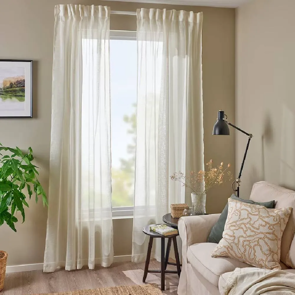 Ikea Hallebracka White Curtains, 145x250 cm, Pack of 2