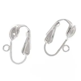 Earring Findings, Clip On Earrings with Loop 15mm, Sterling Silver (1 Pair)
