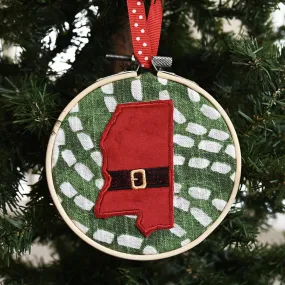 Embroidered Mississippi Santa Ornament