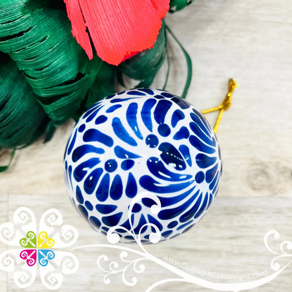 Feathered Puebla Ornaments - Talavera Christmas Ornaments
