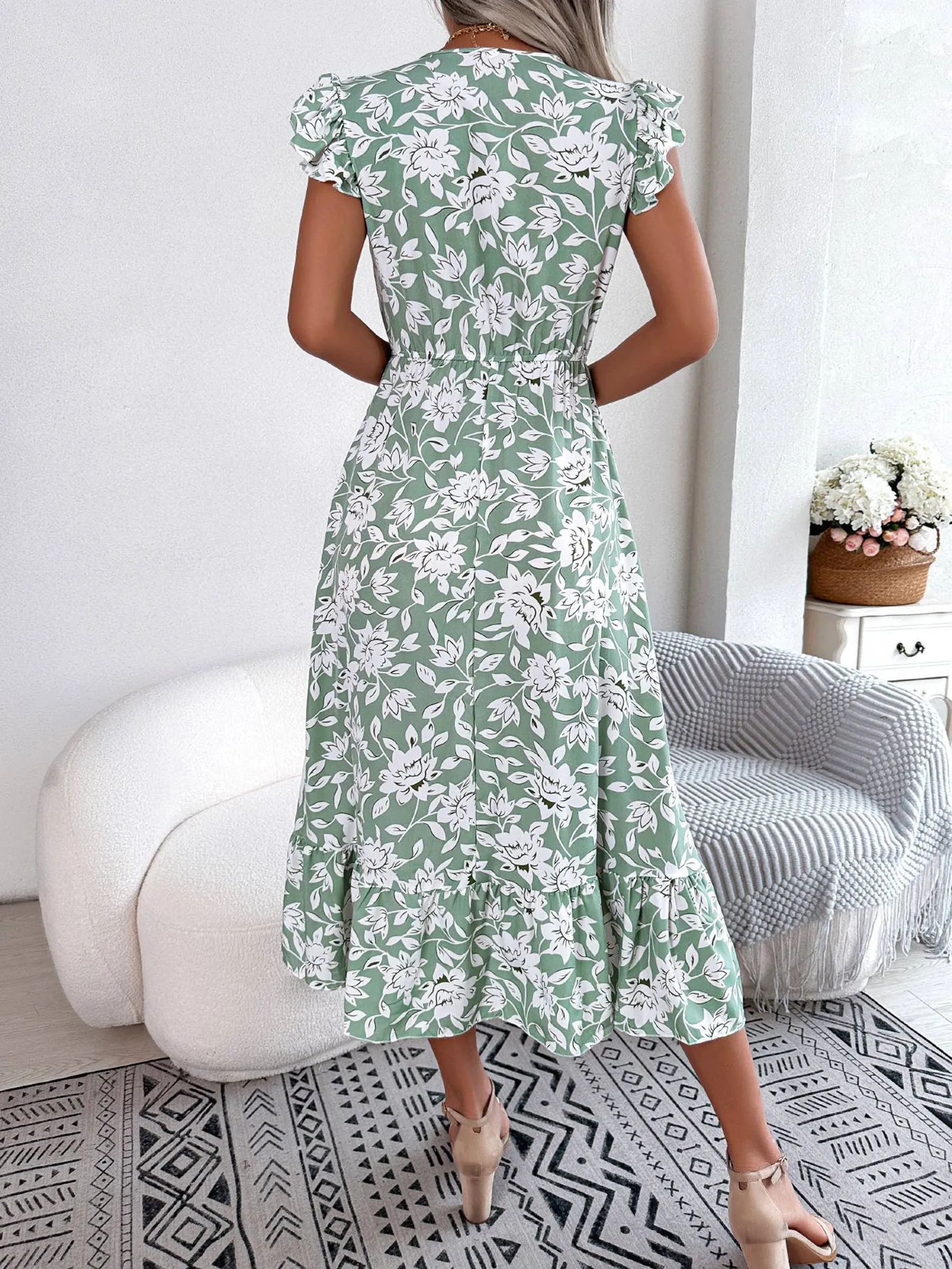 Flower Waist Vacation Dress