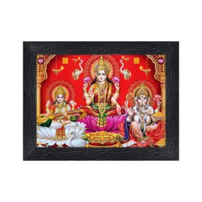 Generic PnF Diwali Puja (laxmiji, Ganeshji,Saraswatiji) Religious Wood Photo Frames with Acrylic Sheet (Glass) for Worship/Pooja(photoframe,Multicolour,8x6inch) 20140, Medium