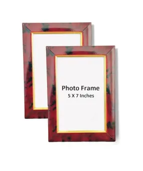 H & N Photo Frames for Wall Decoration Set of 2 | 5 x 7 Inches Photo Frame Rectangular Shape | Red Marble Color | Art for Home and Office Decor | Stylish Living Room Pictures