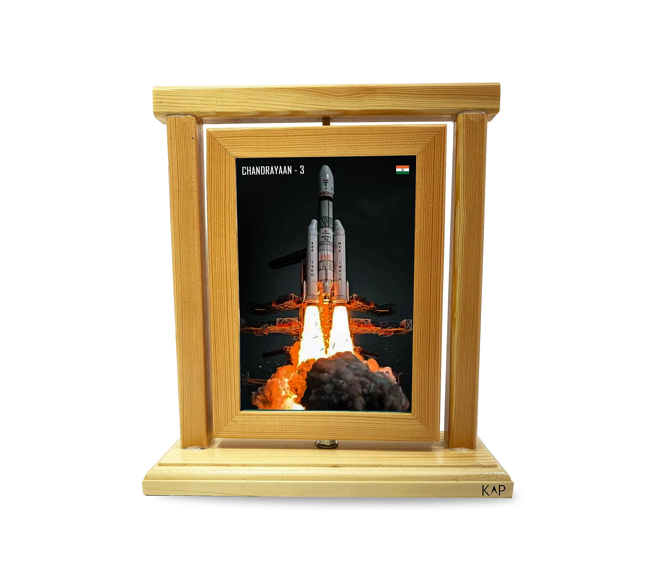 KAP Pinewood Rotating Photo Frame for Tabletop/Desk (5” X 7”)