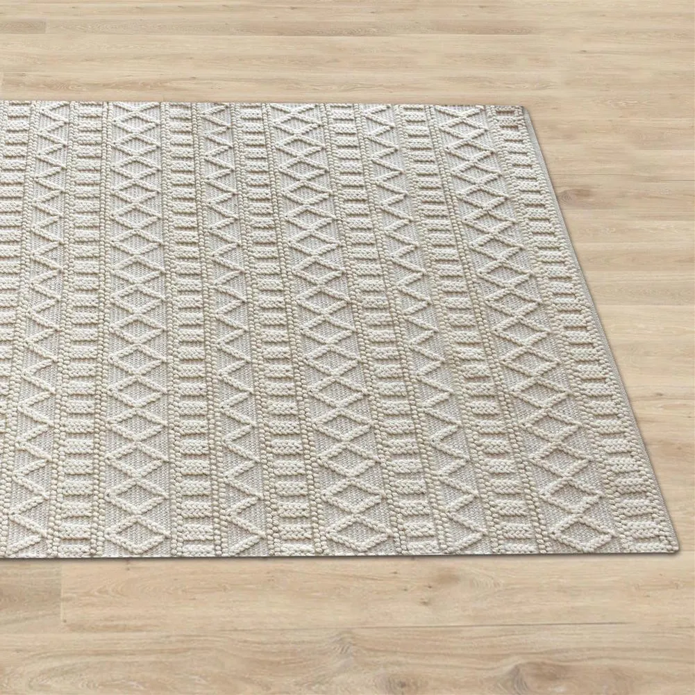 Keena Modern Chunky Weave Off White Rug