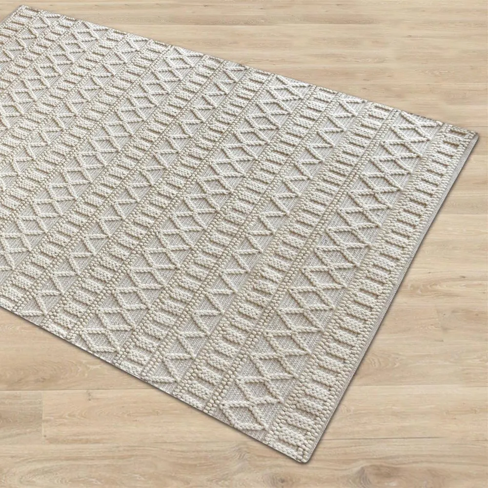 Keena Modern Chunky Weave Off White Rug