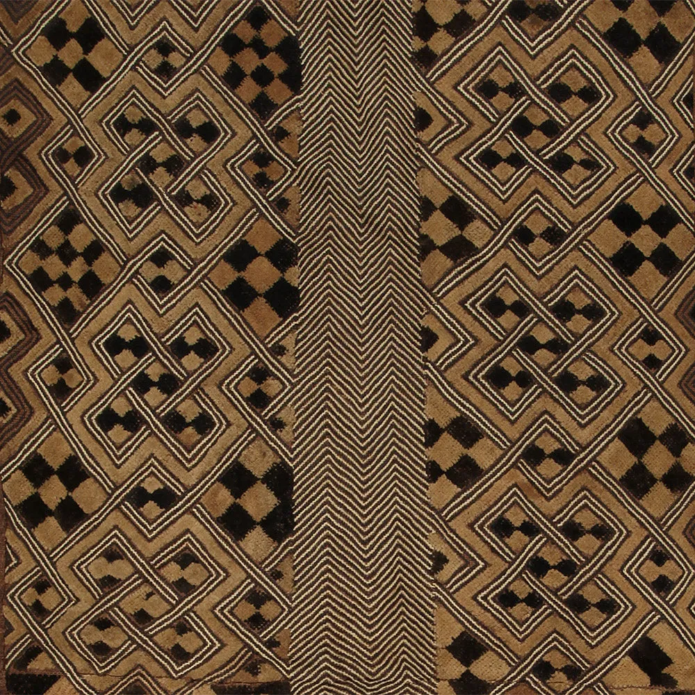 Kuba Shoowa Overskirt Textile, Cut-pile Embroidery, Raffia Cloth, Wall Decor,  African Tapestry
