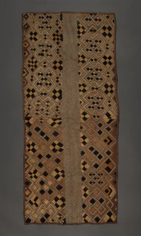 Kuba Shoowa Overskirt Textile, Cut-pile Embroidery, Raffia Cloth, Wall Decor,  African Tapestry
