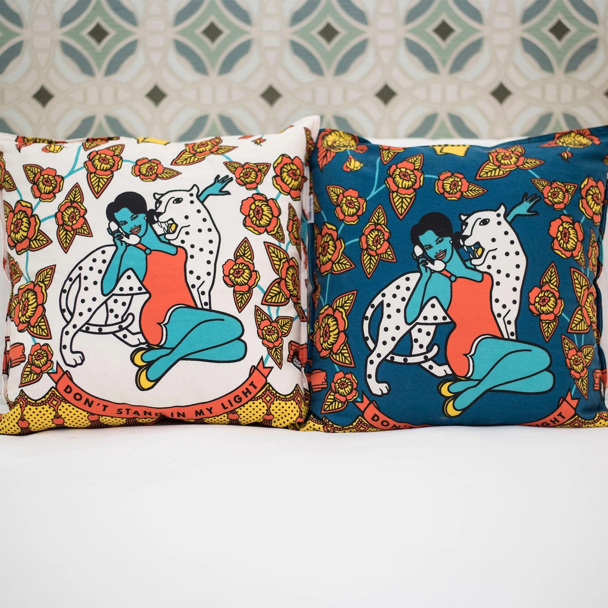 Lady Navy Blue Throw Pillows