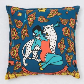Lady Navy Blue Throw Pillows