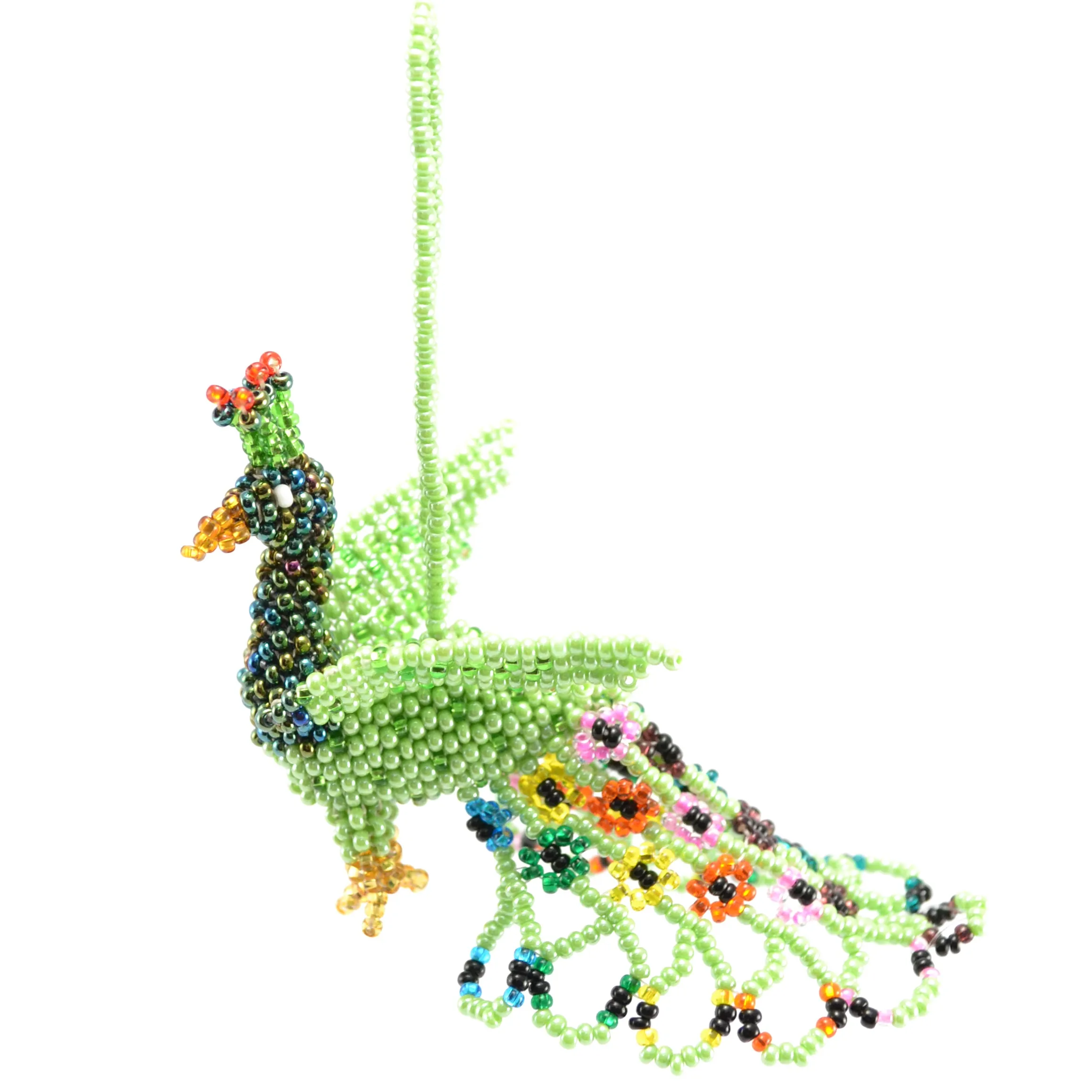 Large Beaded Peacock Ornament