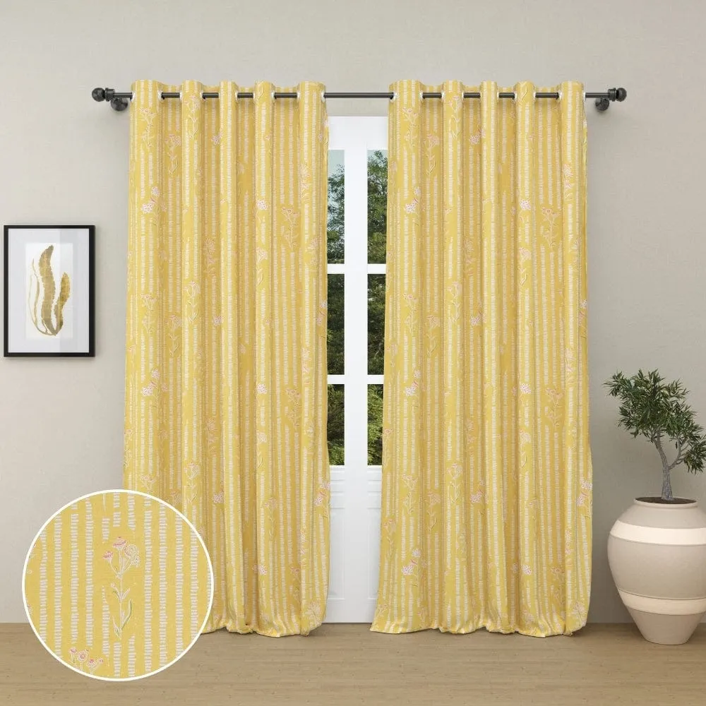 Lemon Blossom Dots Curtain Set