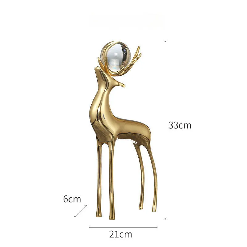 Luxurious Brass Crystal Deer Ornaments - Elegant Home Décor & Gift