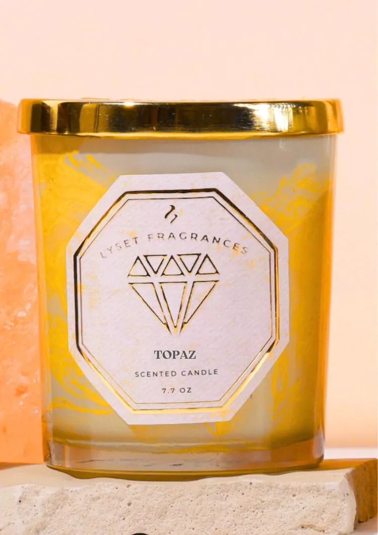 Lyset Fragrances Topaz Scented Candle with Double Wicks Refreshing Peppermint, Warm Musk, and Sweet Vanilla Fragrance Blend Aromatherapy Candle for Relaxation& Decoration and Gift Purpose(Pack of 1)